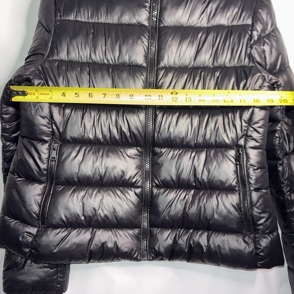 Zara Jacket Shiny Puffer Quilted Women's XL Hooded Snap Buttons Full Zip Pockets - Picture 4 of 7